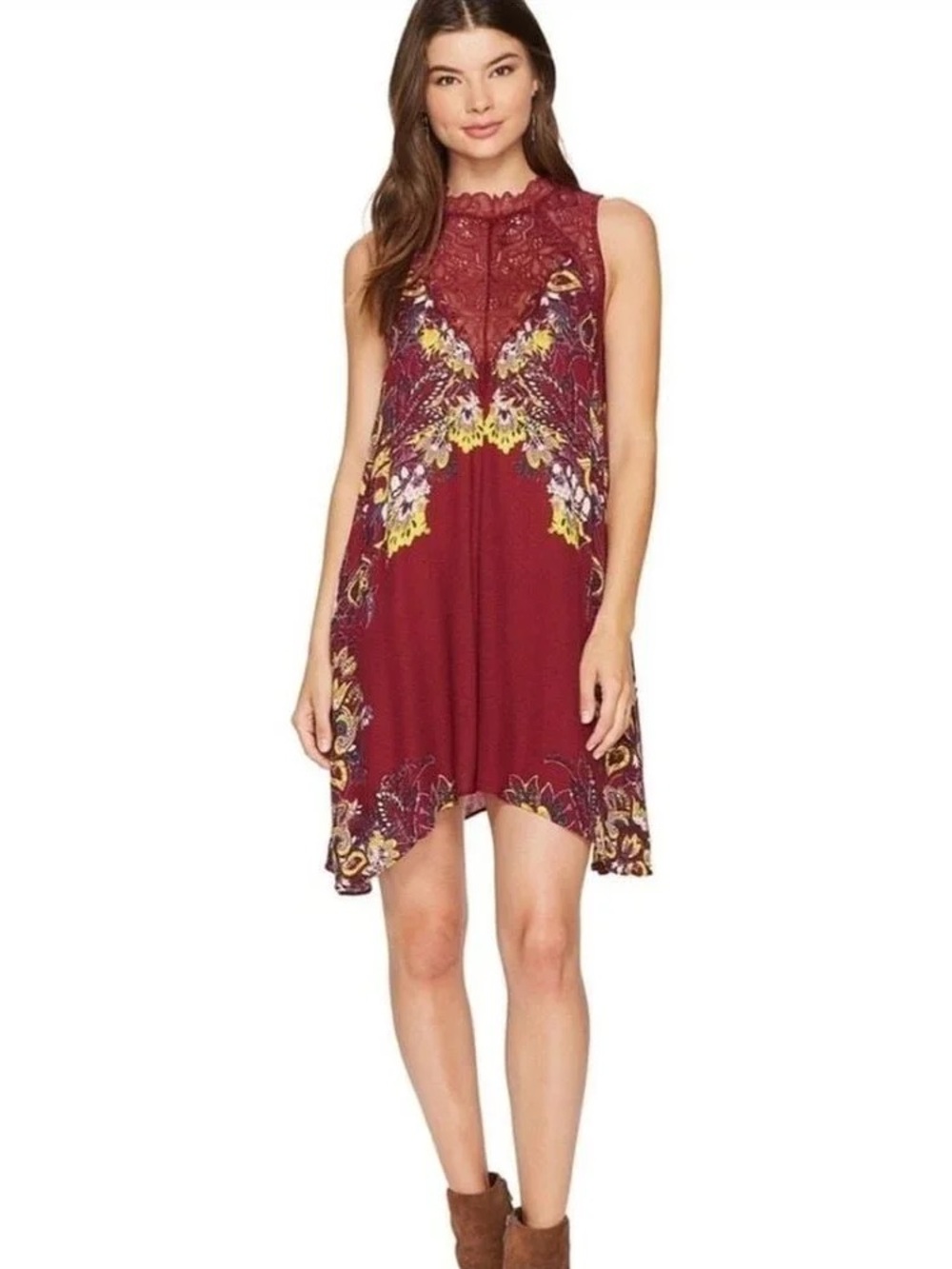 Free People Burgundy/Wine XS Marsha Dress (looks great as a tunic over jeans!)
